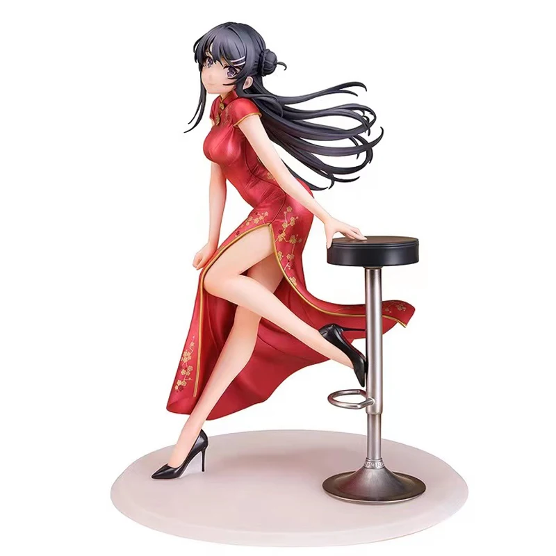 22cm Sakurajima Mai Figure Cheongsam Anime Rascal Does Not Dream Of Bunny Girl Senpai Action Figure Collectible Model Doll Toys