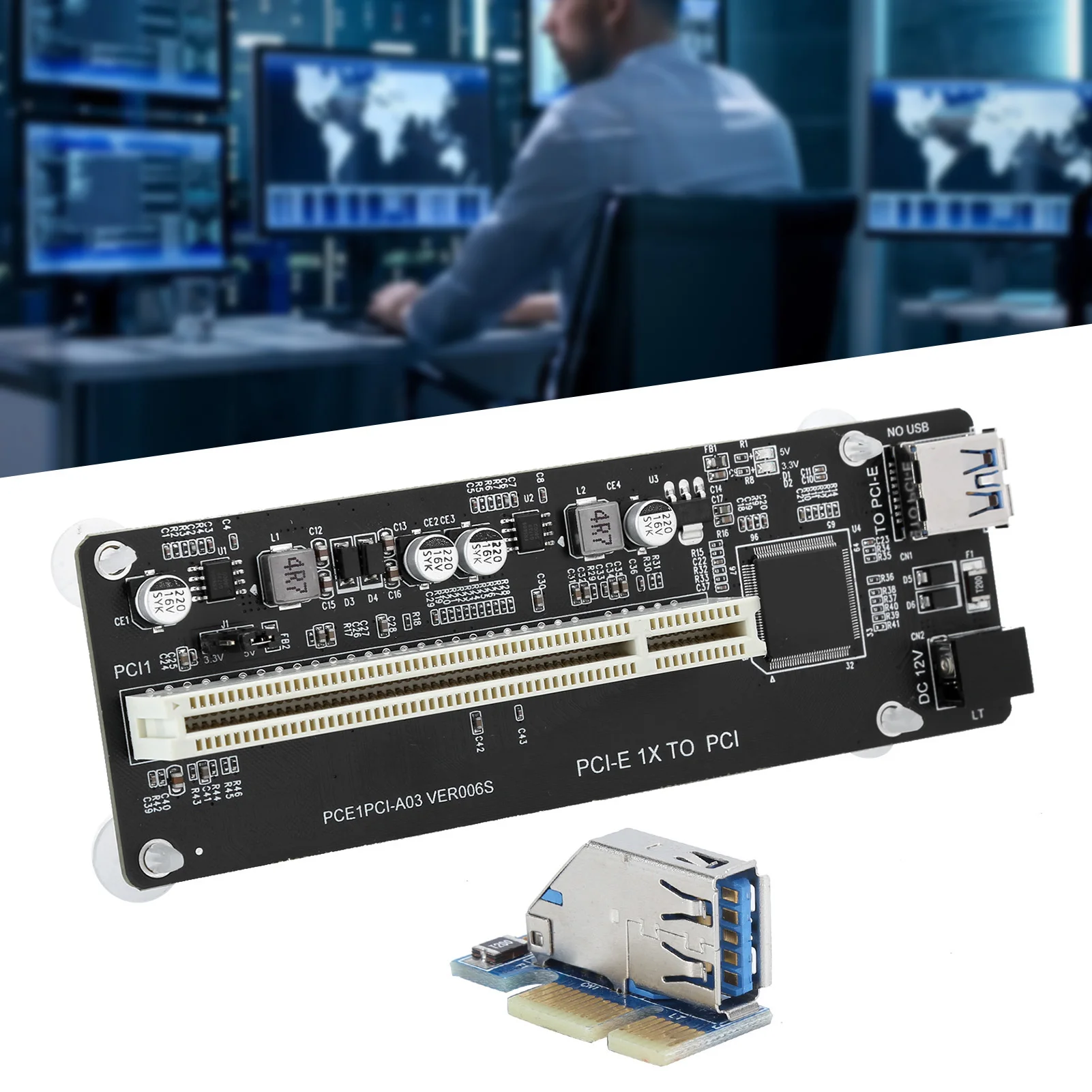 

Адаптер PCI Express Карта адаптера PCIE на двойной PCI Адаптер PCIE на двойной PCI Карта расширения Resin Riser со соединительным кабелем длиной 0,6 м