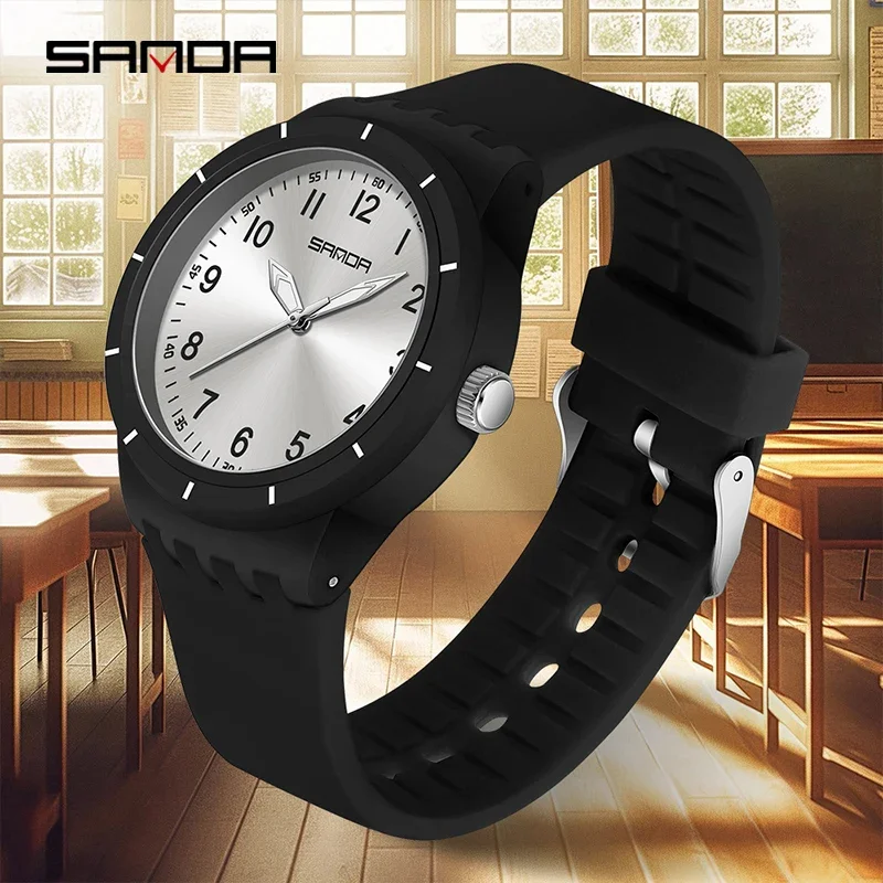 SANDA موضة جديدة رجل الساعات الرياضية للجنسين ساعة كوارتز بسيطة مقاوم للماء 50 متر ضوء الليل الرجال امرأة طالب هدية ساعة سيليكون