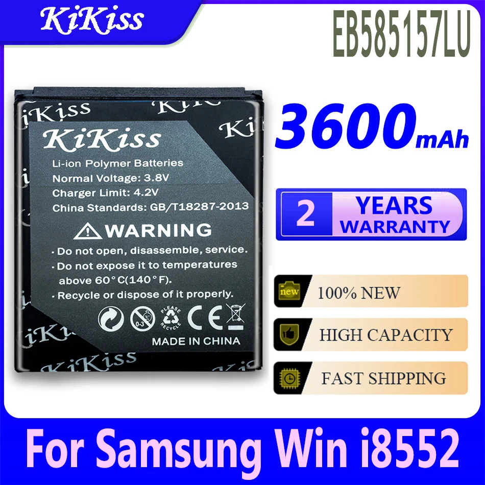 Аккумулятор KiKiss для мобильного телефона 3600 мАч для Samsung Galaxy Win i8552 i8520 i8558 i8550 i869 i8530 E500 GT-i8552 GT-i8530 EB 585157 LU