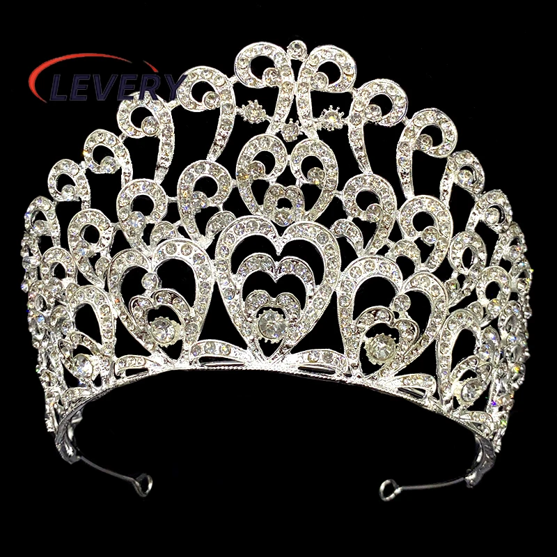 

Levery Beauty Queen Clear White Austrian Rhinestone Crystal Large Tiara Crown Hair Combs Jewelry Headpiece Pageant