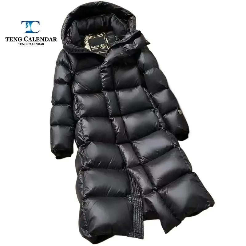 Winter Down Jacket, Extremely Cold Thick Black Gold Seven Grid Long, Ultra Thick 90% White Goose Down Jacket, Women\'s New 2024