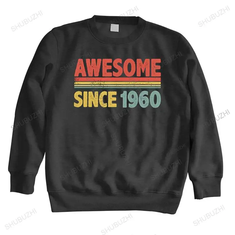 

Awesome Since 1960 sweatshirt Men long sleeve Pure Cotton 62 Years Old hoodies Retro Style Casual 62th Birthday Gift sweatshirts