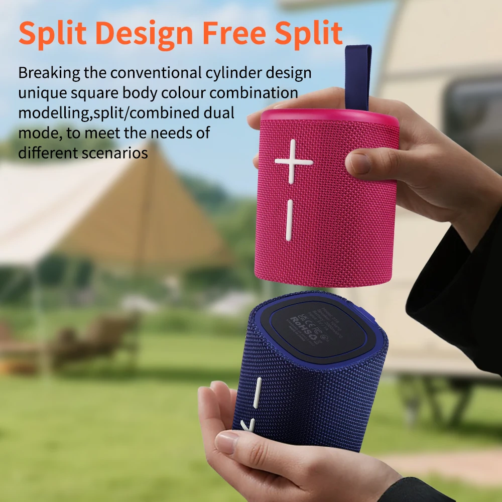 2 in 1 Magnetic Split 20W Wireless Speaker,Color Blocking Waterproof Dual Splittable TWS Portable Speaker for Home Outdoor, S18