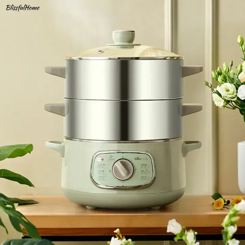 

New electric steamer. Multifunctional. Household. Three-layer. Steam cooking stew all-in-one. Steamer & breakfast machine.