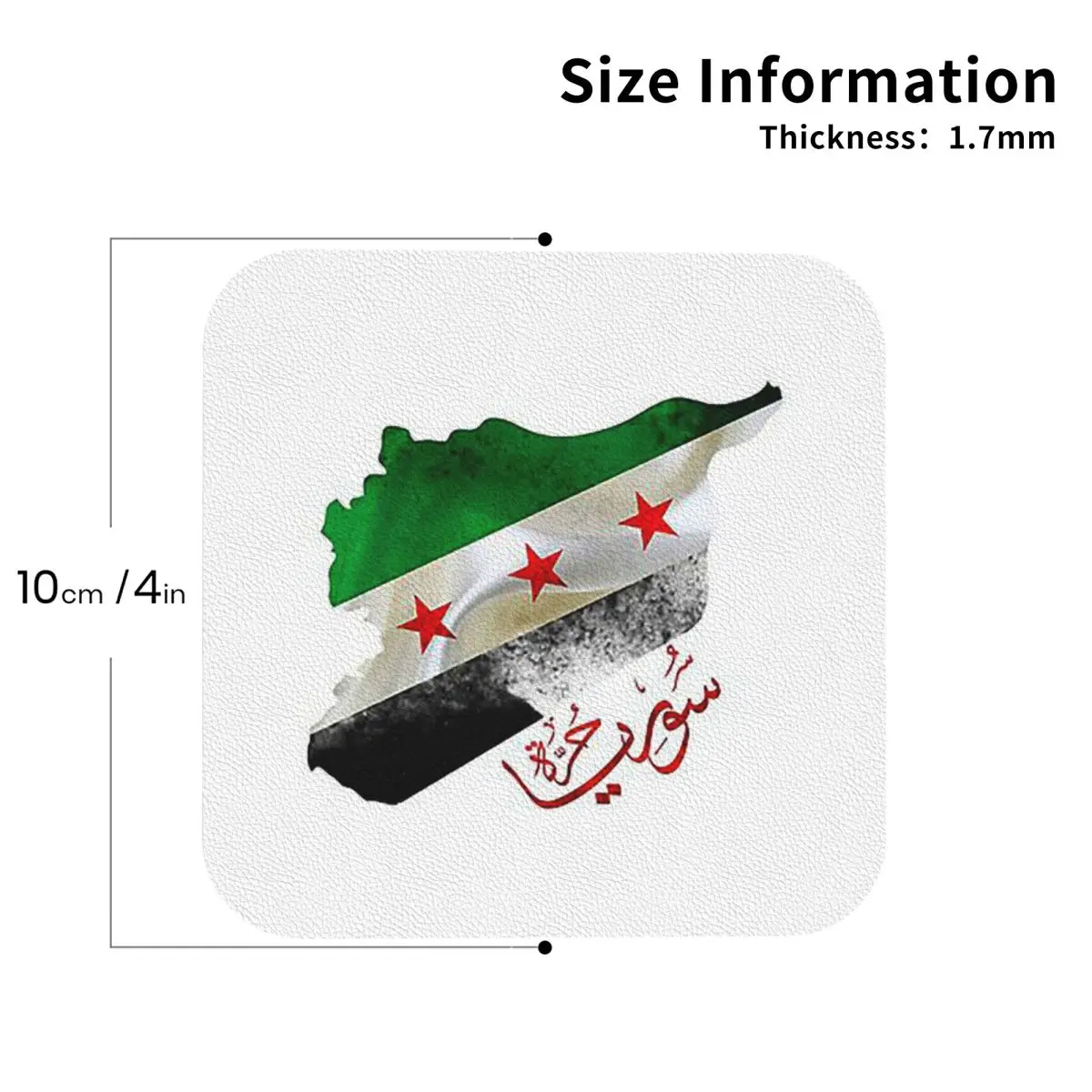 Syria Revolution Flag Map Syrian Independence Calligraphy Coasters PVC Leather Placemats Coffee Mats for Dining Pads Set of 6