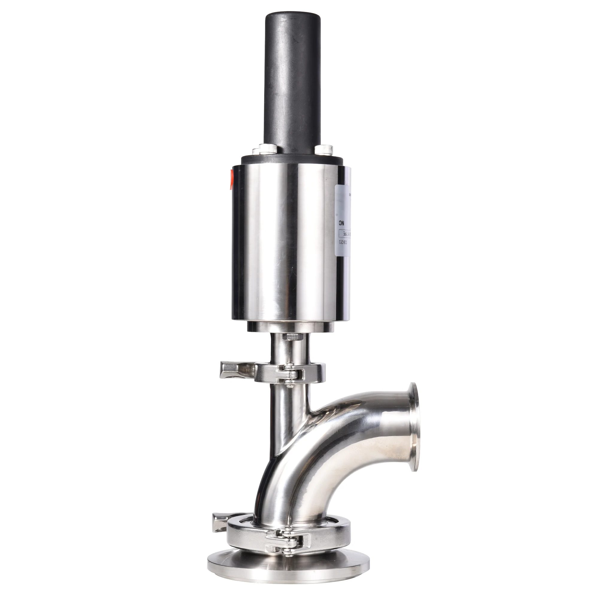 Food Grade Sanitary Stainless Steel SS304 SS316L Elbow Type Pneumatic Tank Bottom Valve
