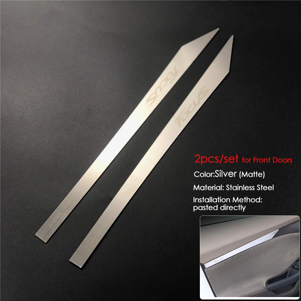 Car Accessories Stainless Steel Car Styling Interior Front Door Trim Sticker Cover For Ford Focus 3 Mk3 2012-2017