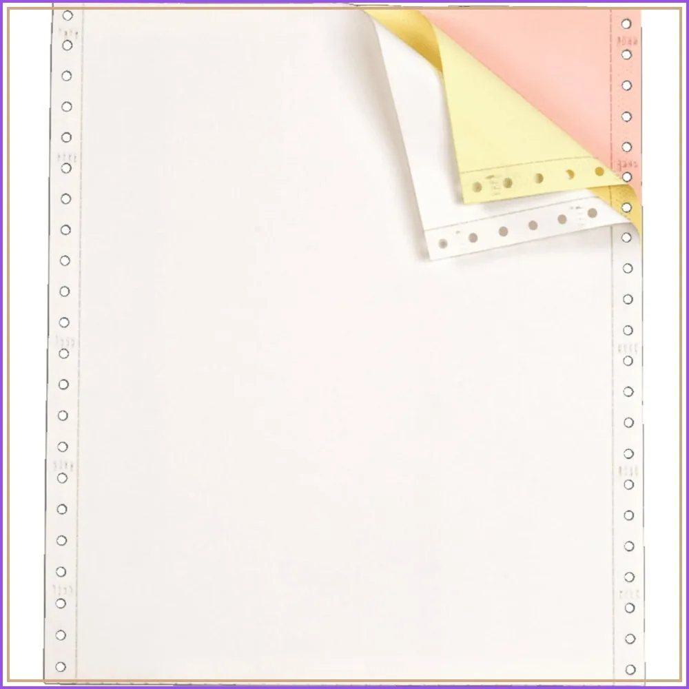 3-Part Carbonless Continuous Computer Paper, 9.5x11 Inches, 1100 Sheets, Removable 0.5 Inch Margins, White/Canary/Pink
