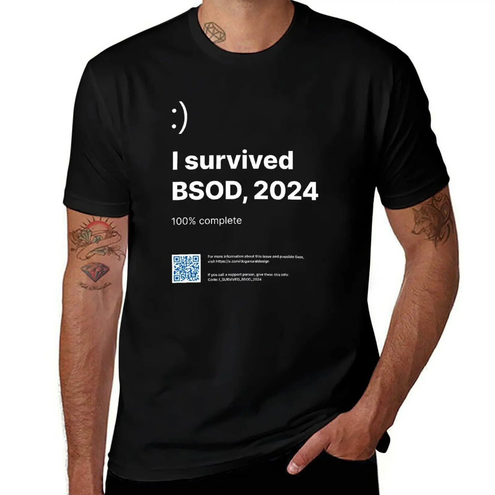 I Survived BSOD 2024 T-Shirt customs design your own oversizeds slim fit t shirts for men