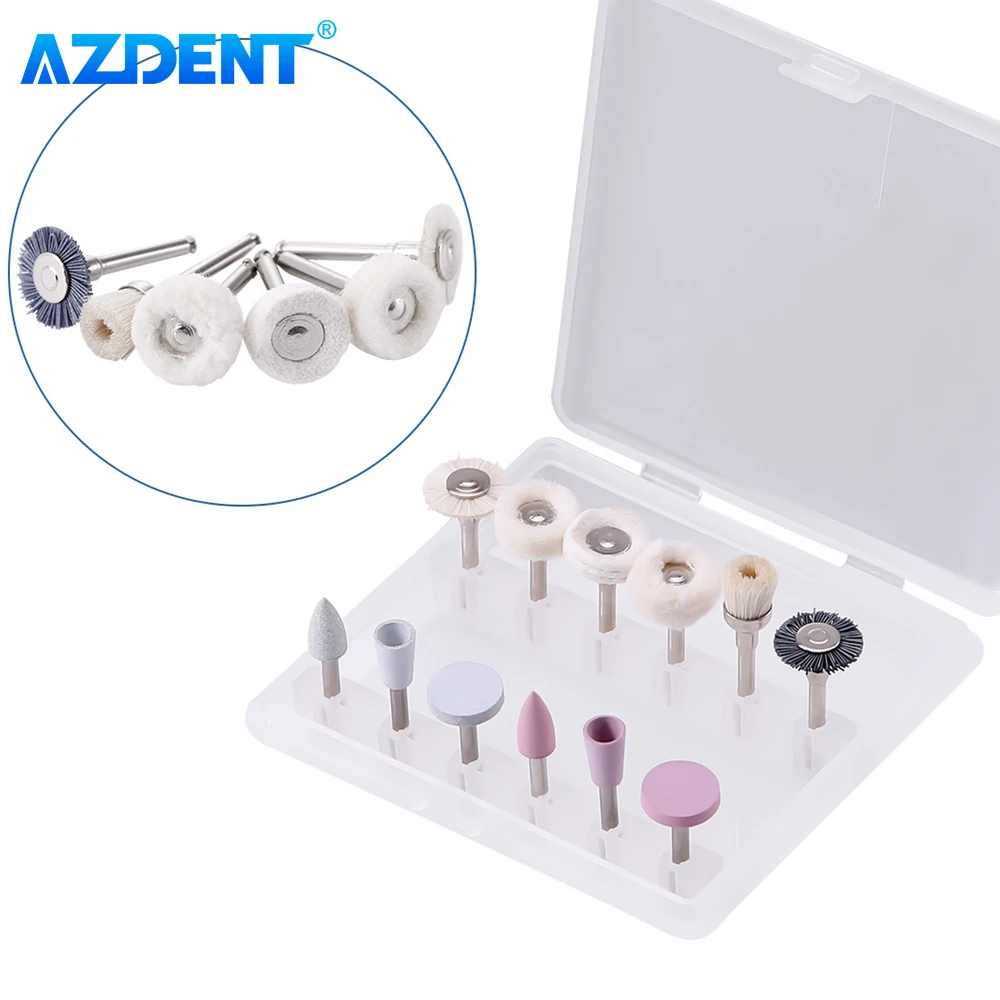 12pcs/Box Dental Composite Polishing Finishing Kit AZDENT Polisher Silicone RA 2.35mm for Low Speed Hanpiece