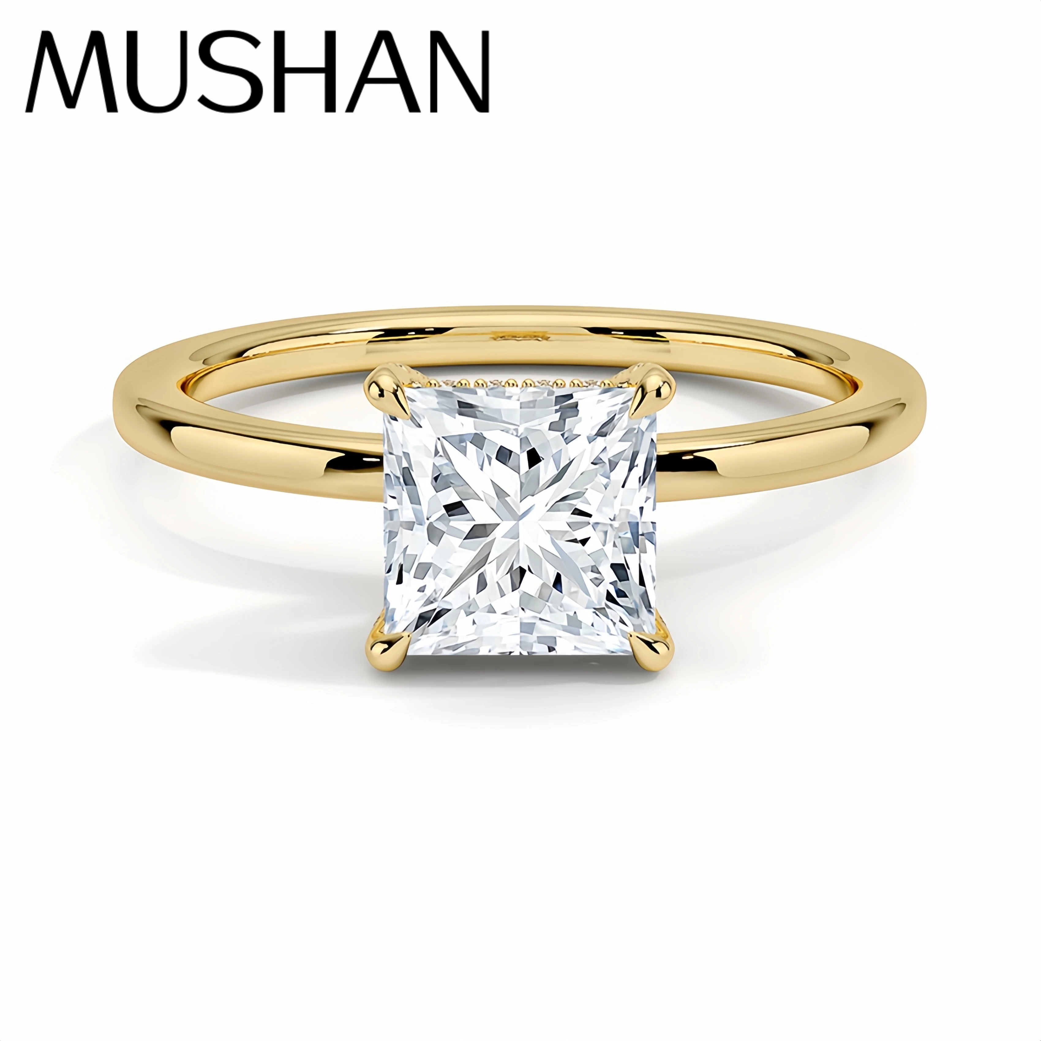 

MuShan Brand Jewelry 925 Sterling Silver Ring Moissanite Handmade Ring for Women 18K Real Gold Plated MST Patent Jewellery