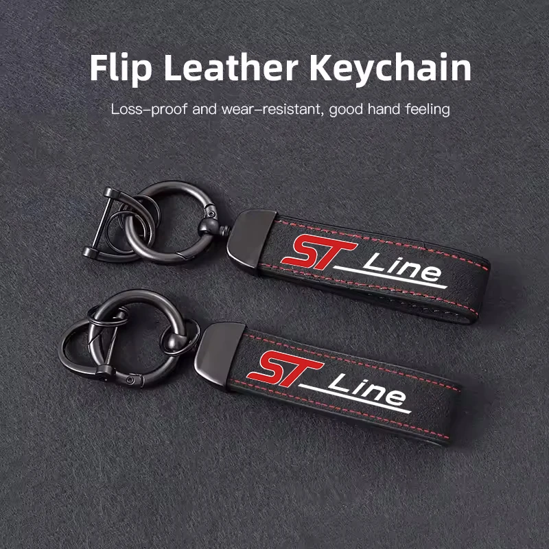 Car Logo Keychain Suede Keyring Pendant Leather Key Chain For Ford ST Line Ranger Focus MK2 MK3 Mustang Fiesta MAX Mondeo Transi