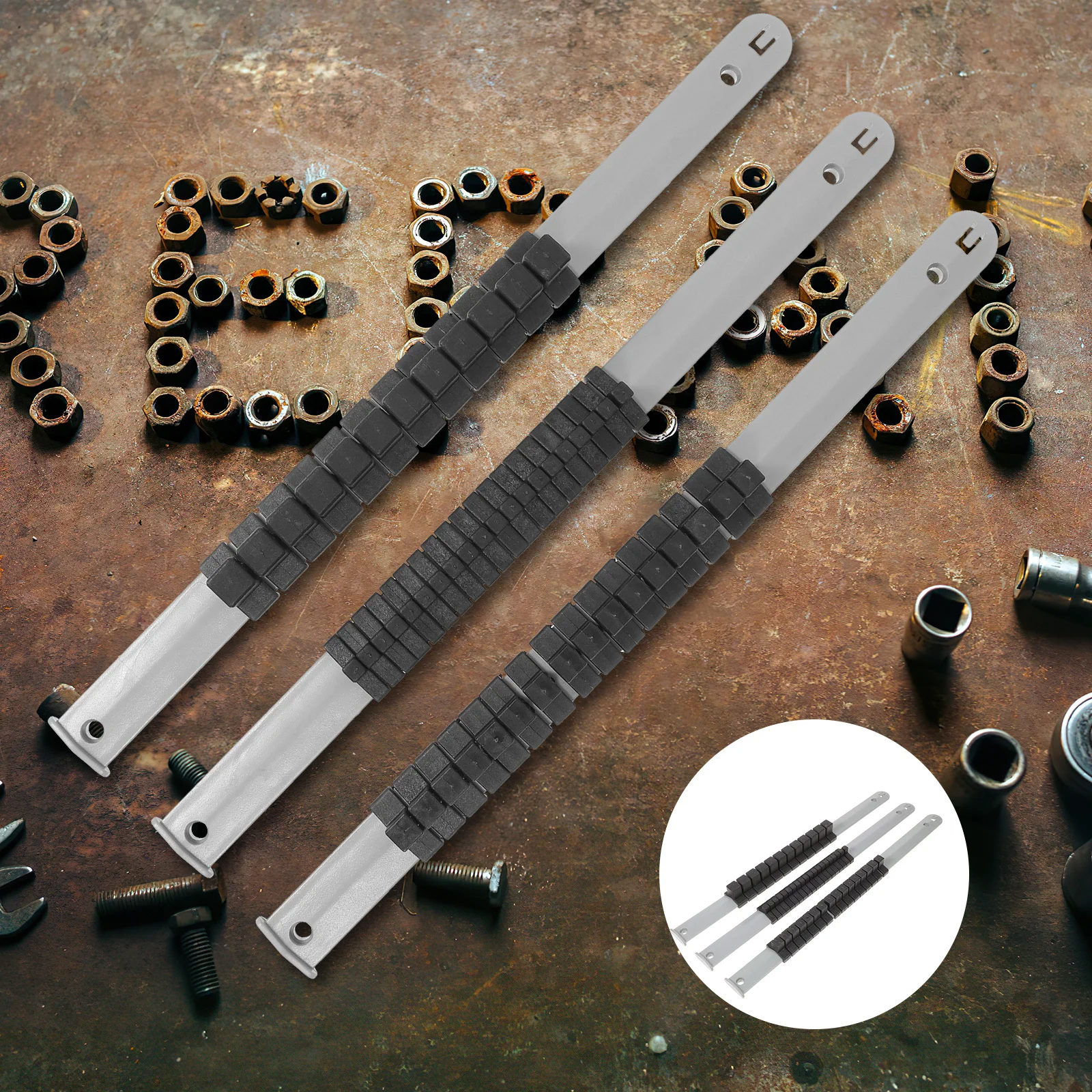 3 Buah Organizer Soket Multifungsi Penyangga Rel Soket Plastik Tahan Lama untuk Organizer Alat Penyimpanan Kotak Peralatan Garasi