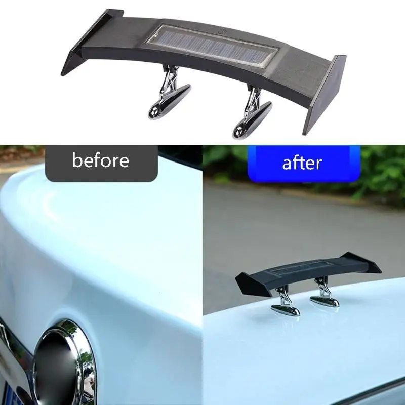 

Adjustable Solar LED Rear Spoiler Wing Racing Flashing Lamp Air Deflector Decor H9EE