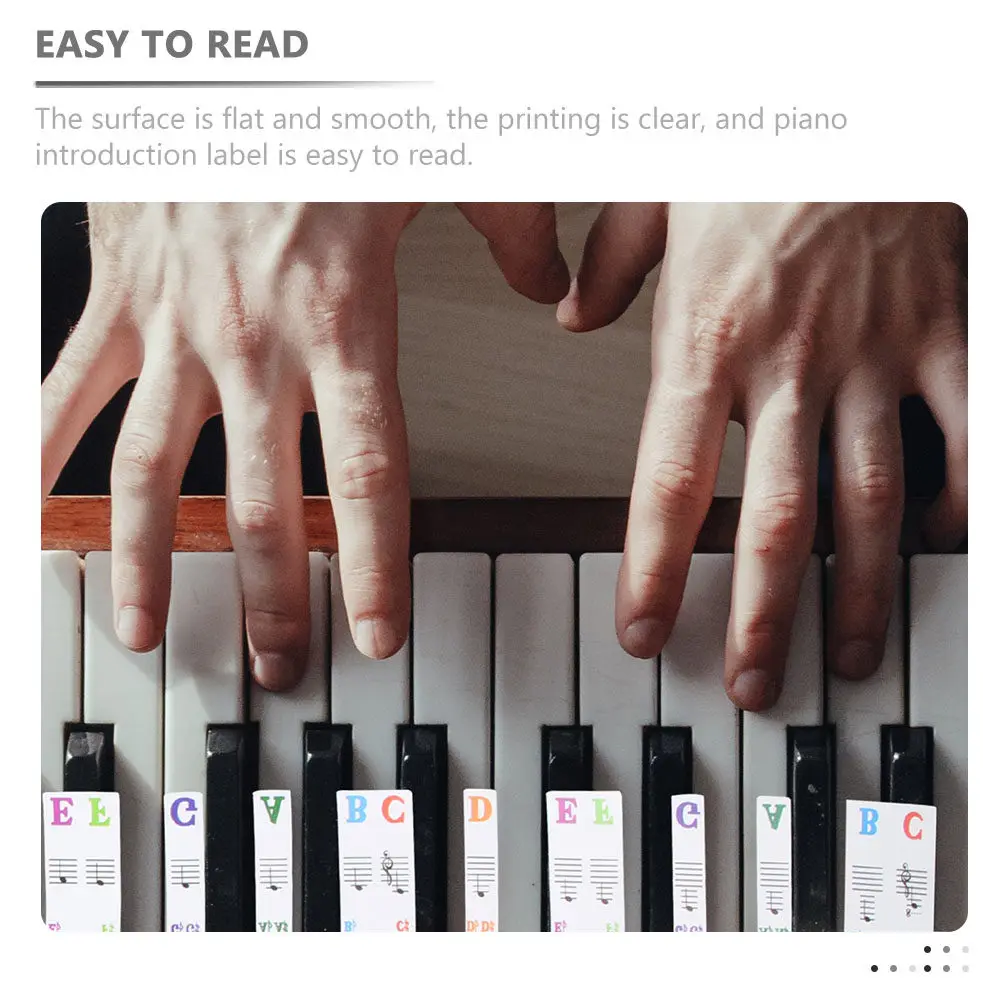 2Sets Professional Piano Keyboard Strip Durable Anti Sweat Non Fading Numbered Notation Label 61 Keys Piano Note Chart Guide