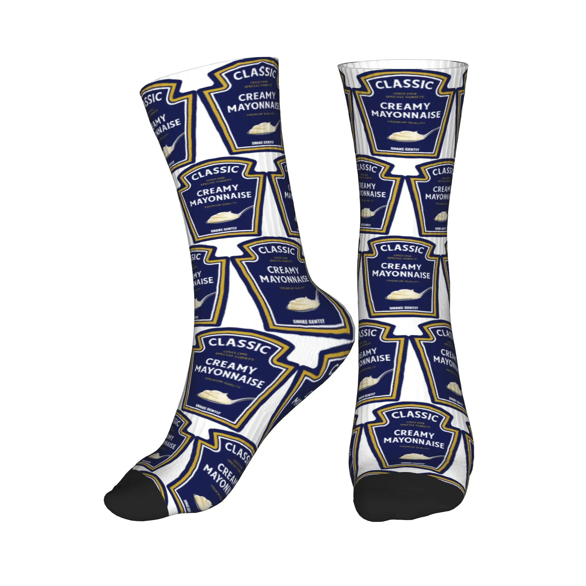Calcetines deportivos de tubo medio para hombre y mujer, con estampado de mayonesa, kétchup y mostaza, para todas las estaciones