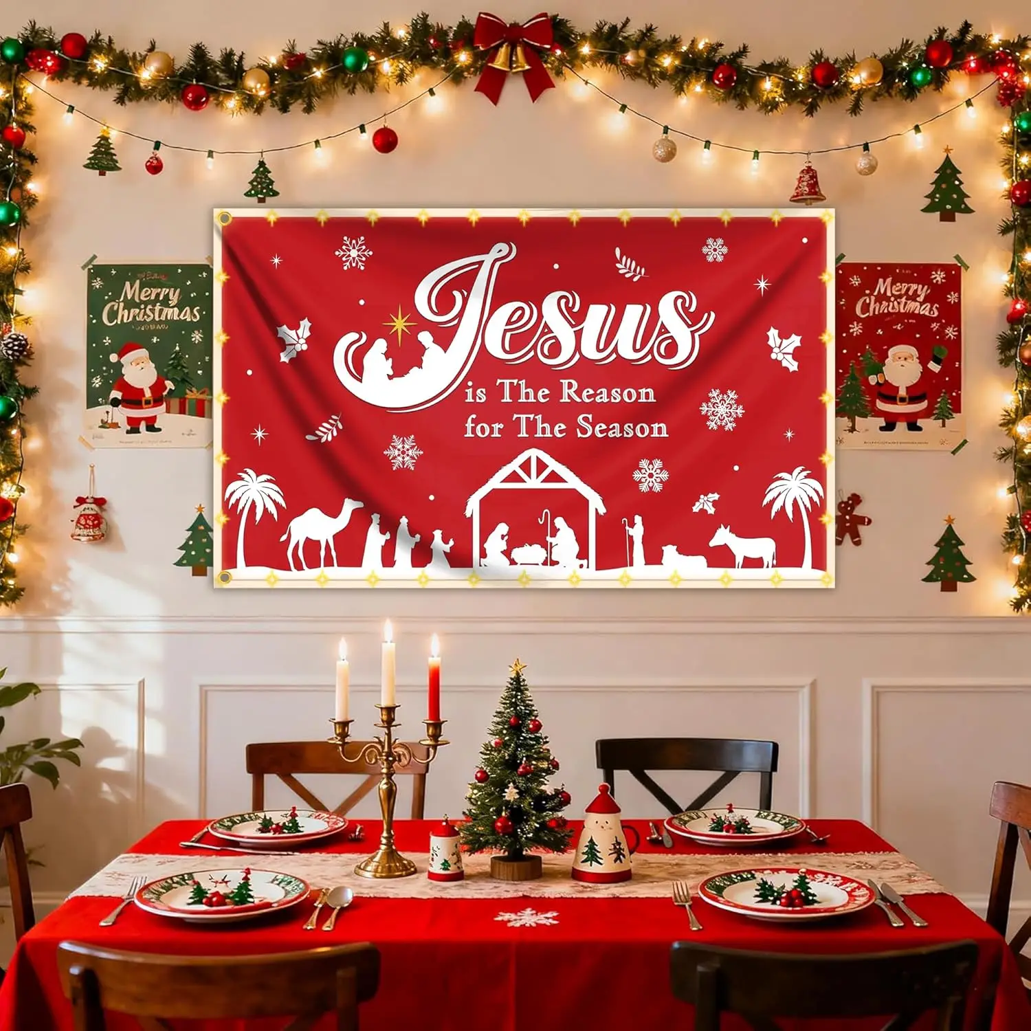 Flagicts 100% Polyester Jesus Is The Reason for The Season Flag