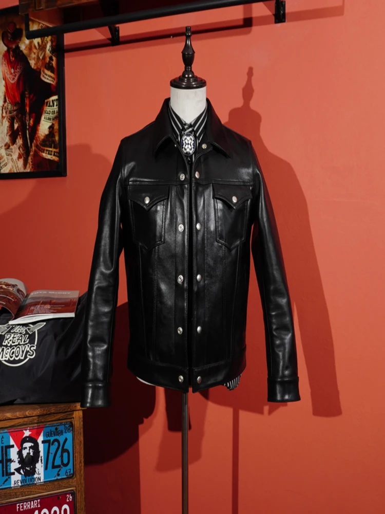 

LKC748 Super Top Quality Heavy Genuine US Cow Leather Slim Classic Cowhide Stylish Rider Jacket