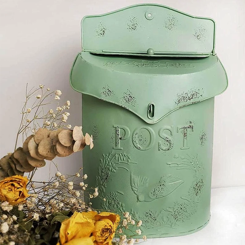 

Vintage European Rural Pastoral Style Wall Mount Mailbox Farmhouse Post Creative Newspaper Letter Box Waterproof Garden Decor