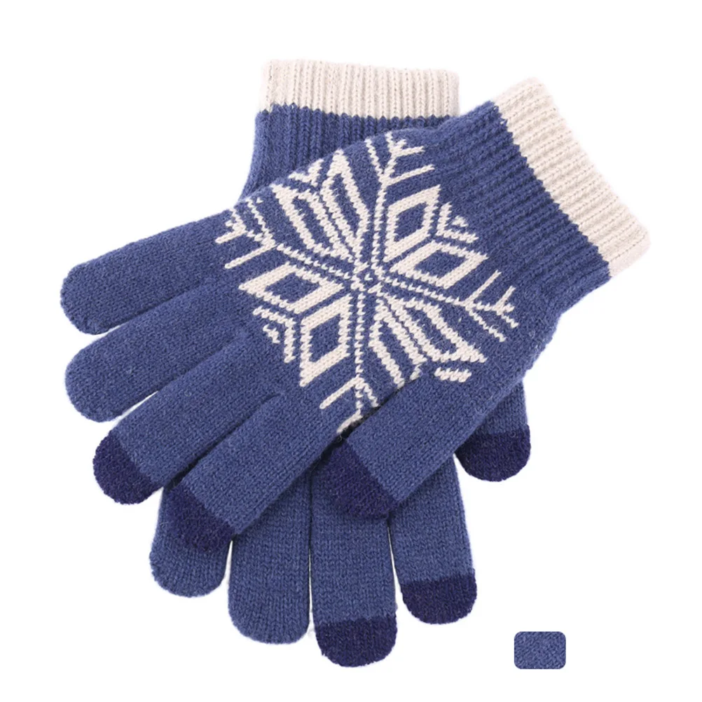

1 Pair Thicken Screen Touch Premium Warm Knitted Winter Gloves For Men Windproof Comfortable Touchscreen Three Finger Design