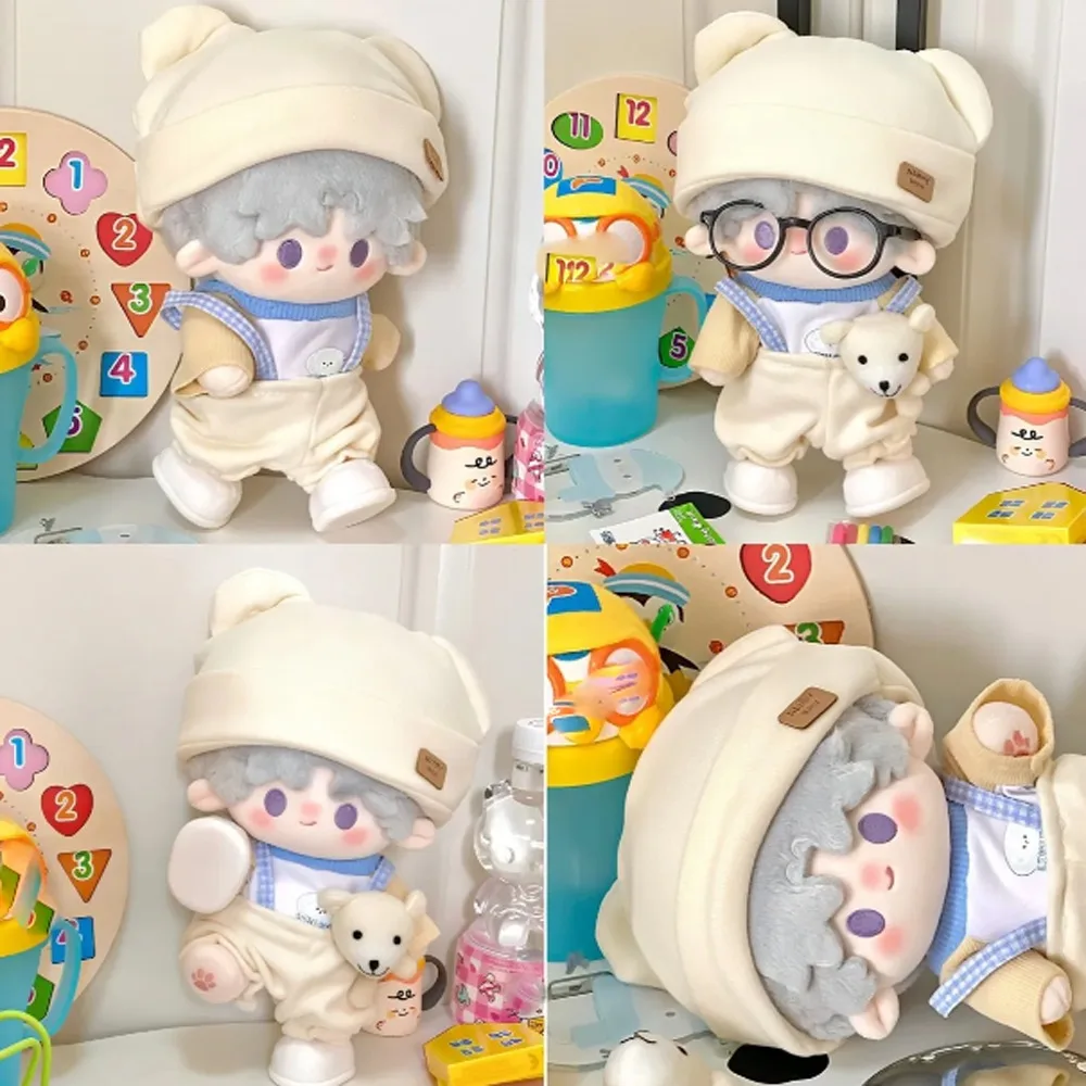 

1 set Cartoon Set 20cm Cotton Doll Clothes Persimmon Bear Hat Cotton Doll's Clothes Cat Ear Fashion Plush Doll Clothes