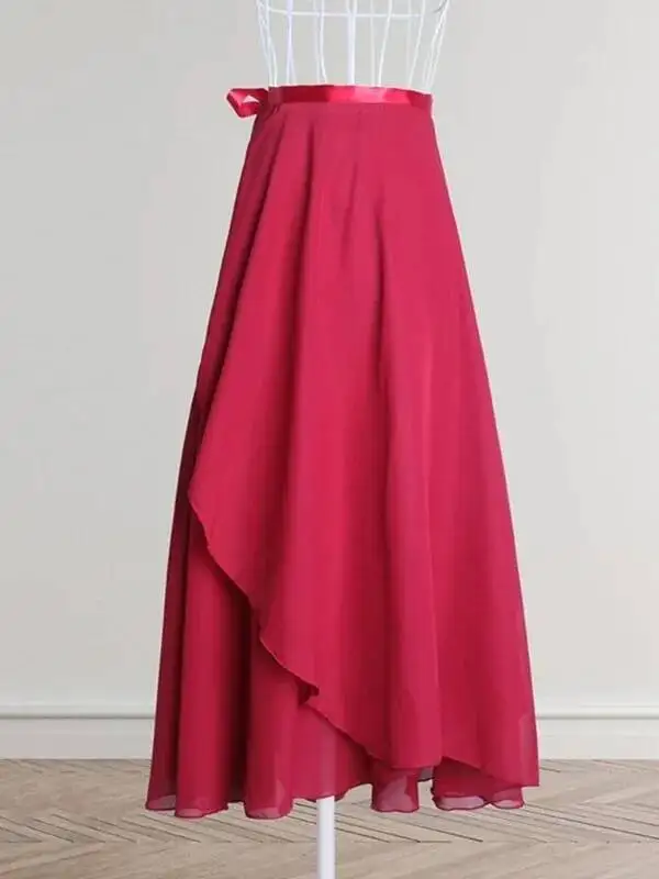 Women Wrap Dance Skirt Girls Long Dance Skirt Ballet Wrap Skirt Dance Skate Over Scarf Skirt Dancewear Fashion Women 6O94