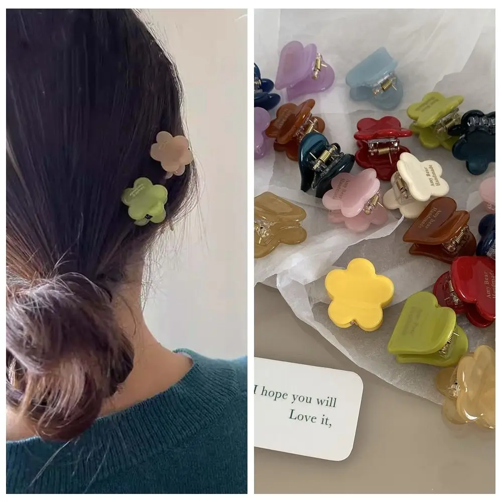 Cute Acetic Acid Hairpin Flower Hair Clip Love Small Grab Clip Heart Hair Clip Headwear Bangs Clip Acetate Mini Hair Claw Female