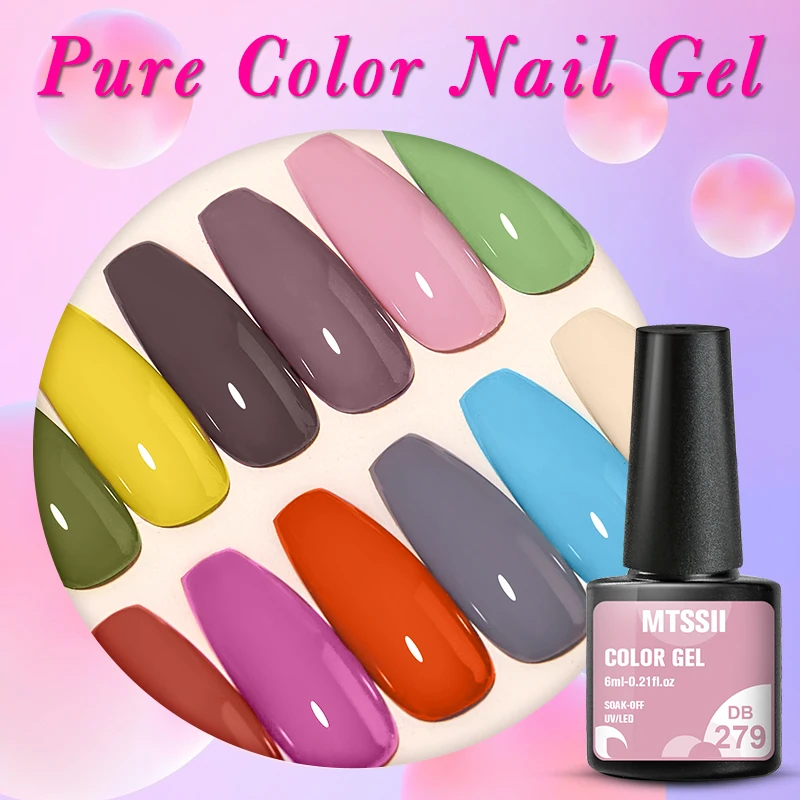 Mtssii Pink Purple Color Gel Nail Polish Spring Summer Semi Permanent For Manicure Soak Off Nail Art Gel Varnish Base Top Coat