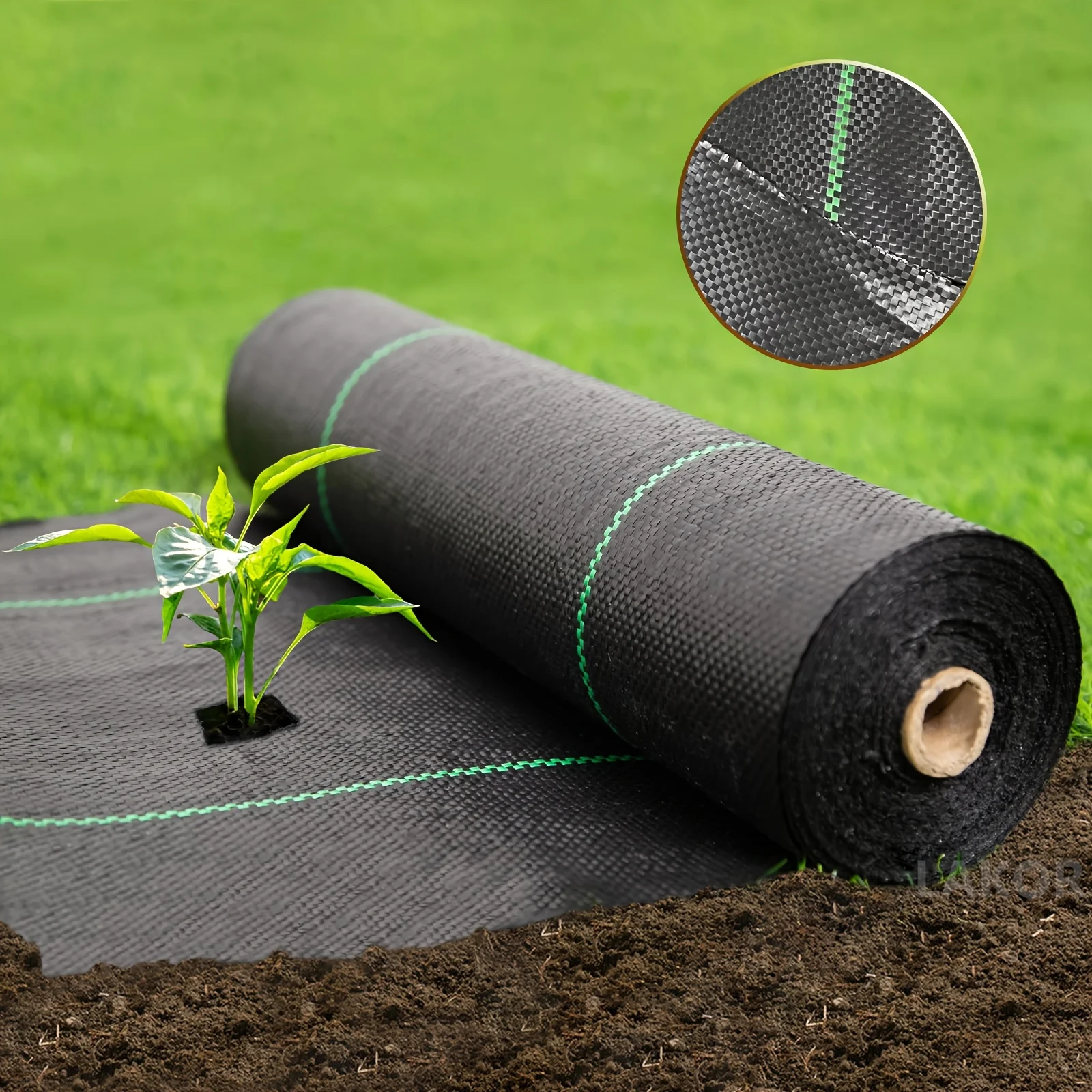 Barrera contra malezas tejida, gruesa y resistente al desgaste, transpirable y permeable al agua, tela especial para la supresión de malezas en tierras agrícolas y vegetación.