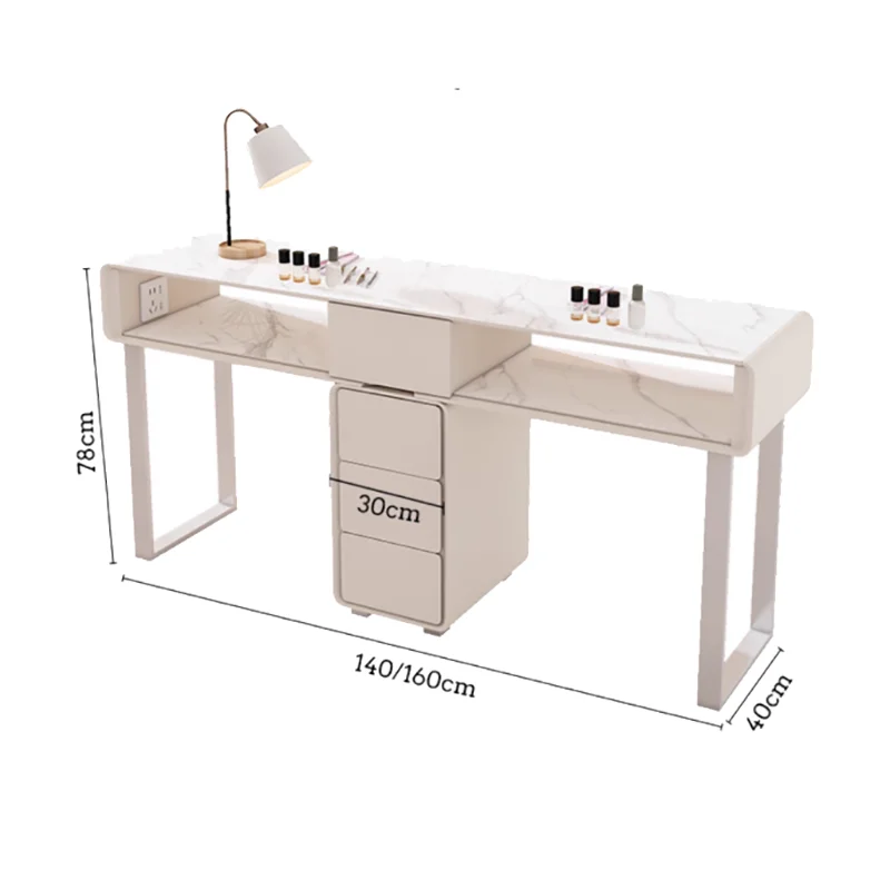 Mesa de unhas de luxo francesa profissional multifuncional simples com armazenamento mesa de unhas glam moderno mesa de manucure móveis
