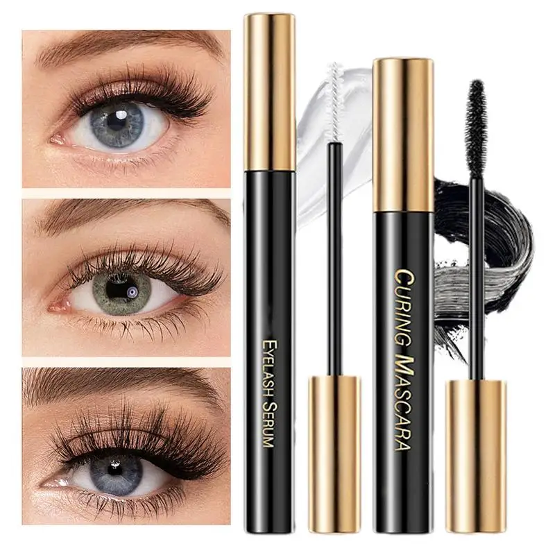 Mascara à friser imperméable à l'eau, séchage rapide, non épanoui, extension de cils, cosmétiques de maquillage, optique naturelle, 1 ensemble