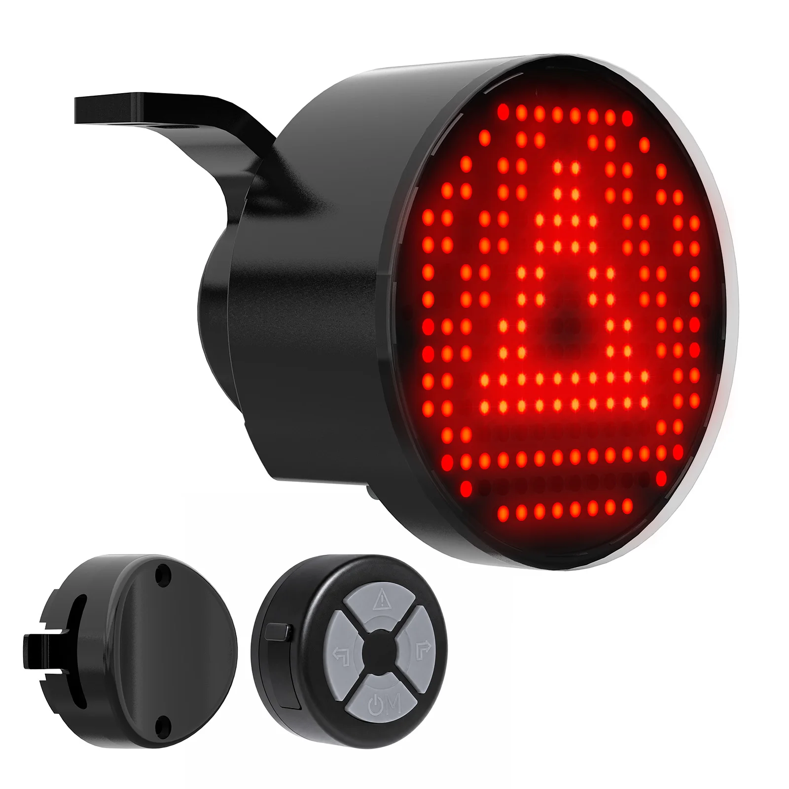 Smart Bike Tail Light, App & Remote Control Customizable LED Rear Light with Brake Sensing, RGB Patterns Display, Waterproof Safety Flashlight for Road Commute Night Riding