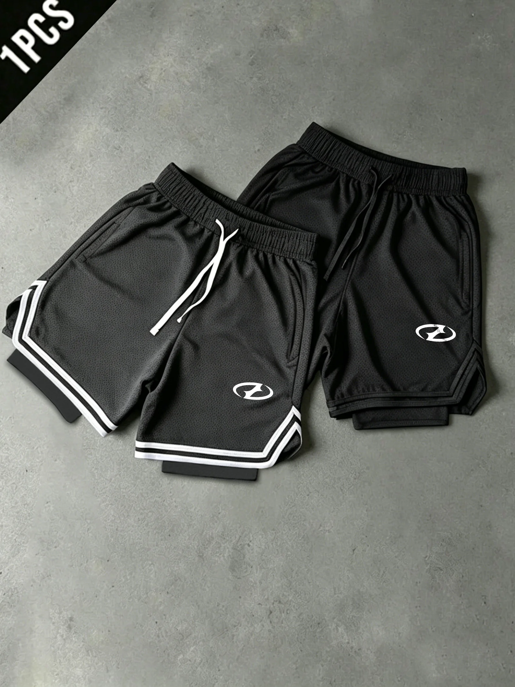 

1PCS Men's Quick Dry Breathable 2-in-1 Basketball Mesh Shorts with Drawstring Waist 3 Colors Gym Running Streetwear Shorts