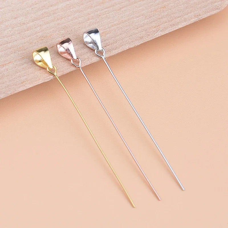 5PCS 925 Sterling Silver Universal Pin Buckle head, oblique hole skew hole left and right hole pendant buckle, jade pin buck