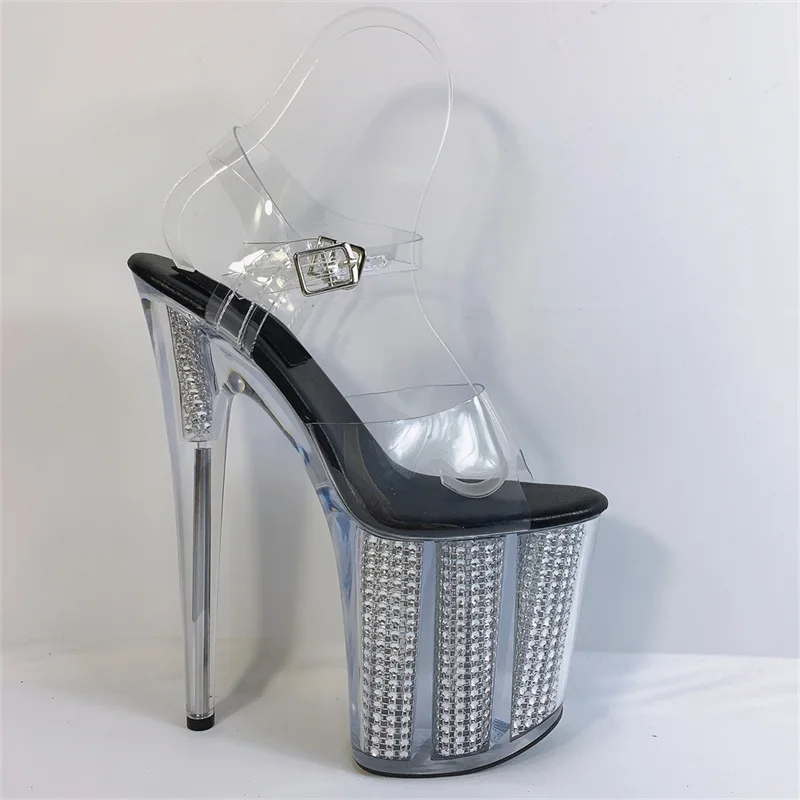 2025 Fashion Sexy Pole Dancing Summer 20cm PVC Women Sandals Thin High Heels Sandals Slip-On Size 35-46