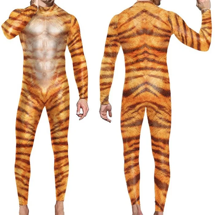 Sexy Halloween Animal Jumpsuit Tiger Cosplay Costume Giraffe Fox Bodysuit Spandex Leopard Catsuit Party Dress Up Zentai Suit - view 5