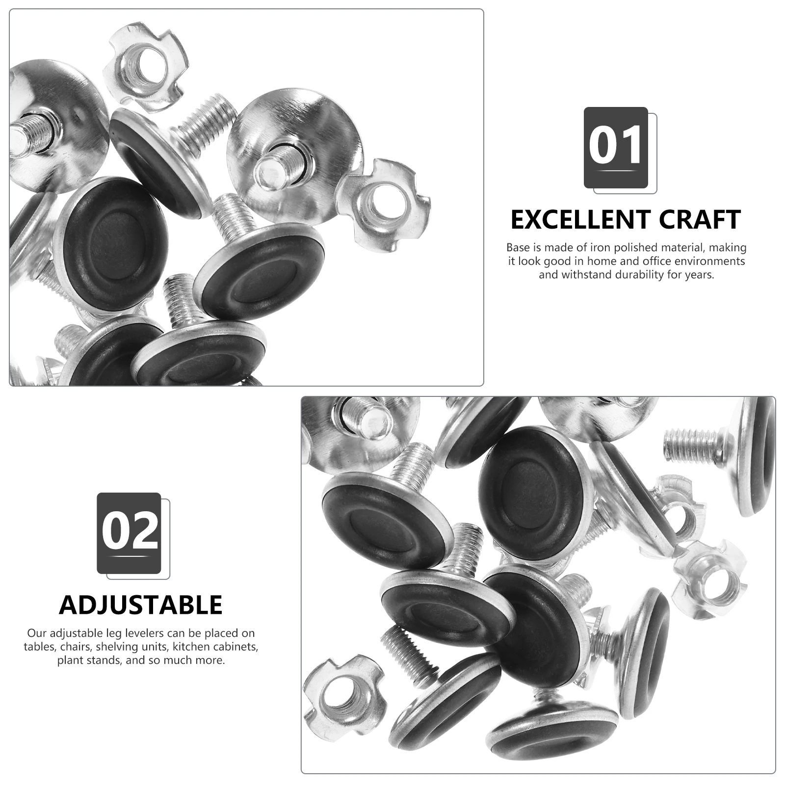 

40 Pcs Furniture Leg Levelers 20x830 Black Base M8x25 Thread 20 M8 Claw Nuts Table Chair Feet Leveling Anti Wobble Stabilizers
