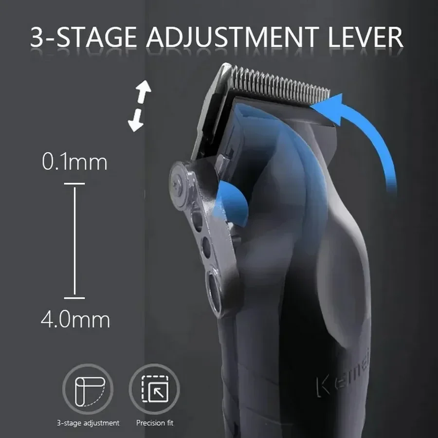 Kemei Hair Clipper Kit para Homens, Barbeador Elétrico, Aparador De Cabelo, Máquina De Corte Profissional, KM-2296