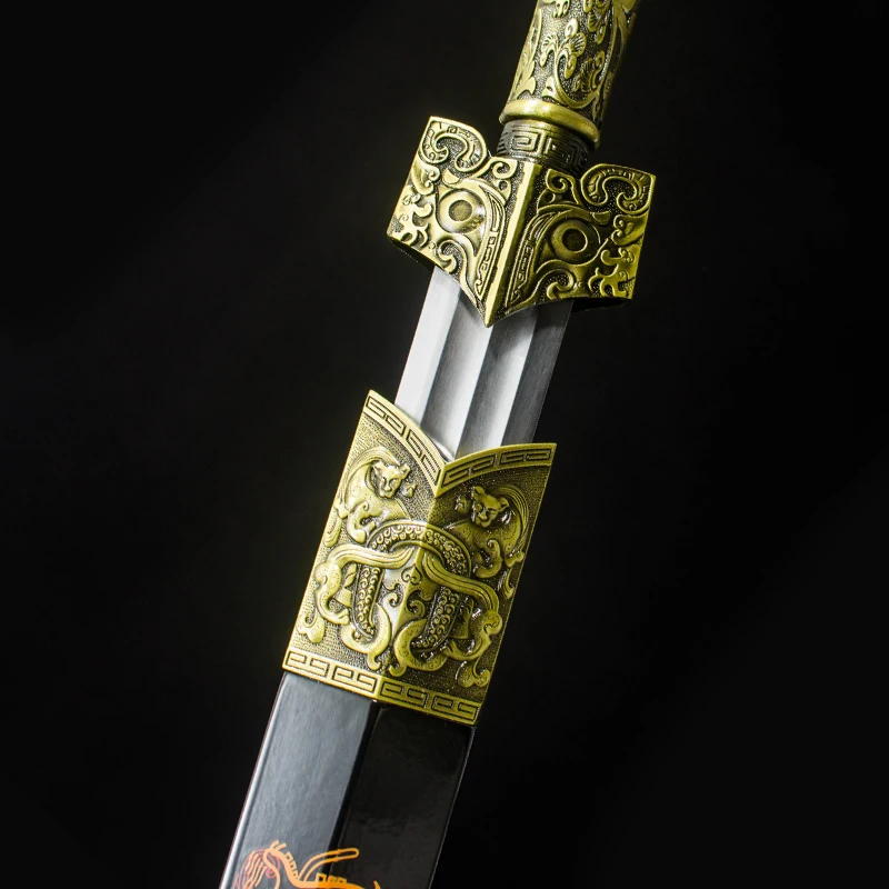 Medieval Han Swords High Manganese Steel Blade Real Handmade Full Tang Sharp Ready Battle Metal Handle Dragon Weapons Katanas