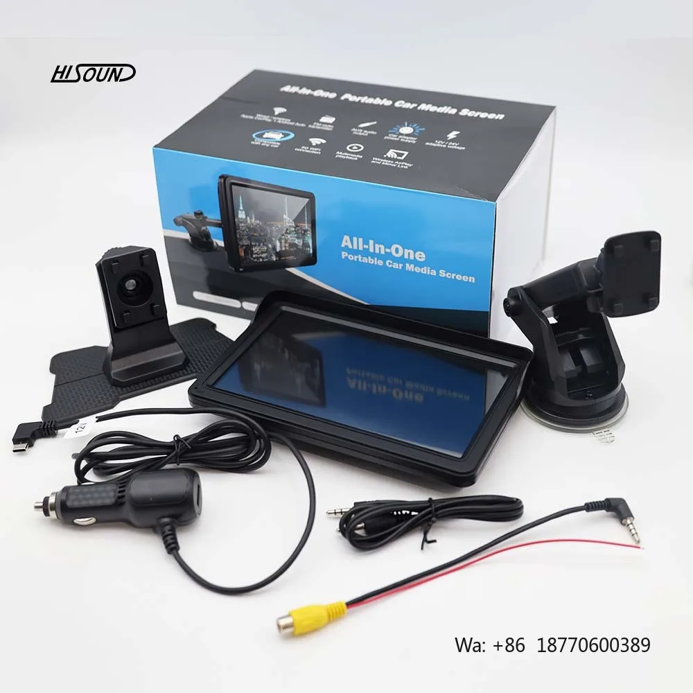 

7 Inch Portable CarPlay Screen Touchscreen Multimedia Player Wireless Android Auto Smart PND