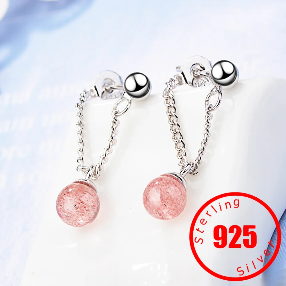 

Elegant Round Natural Garnet Stone Stamp 925 Sterling Silver Lady Tassel Stud Earrings Jewelry For Women Drop Shipping Girl Gift
