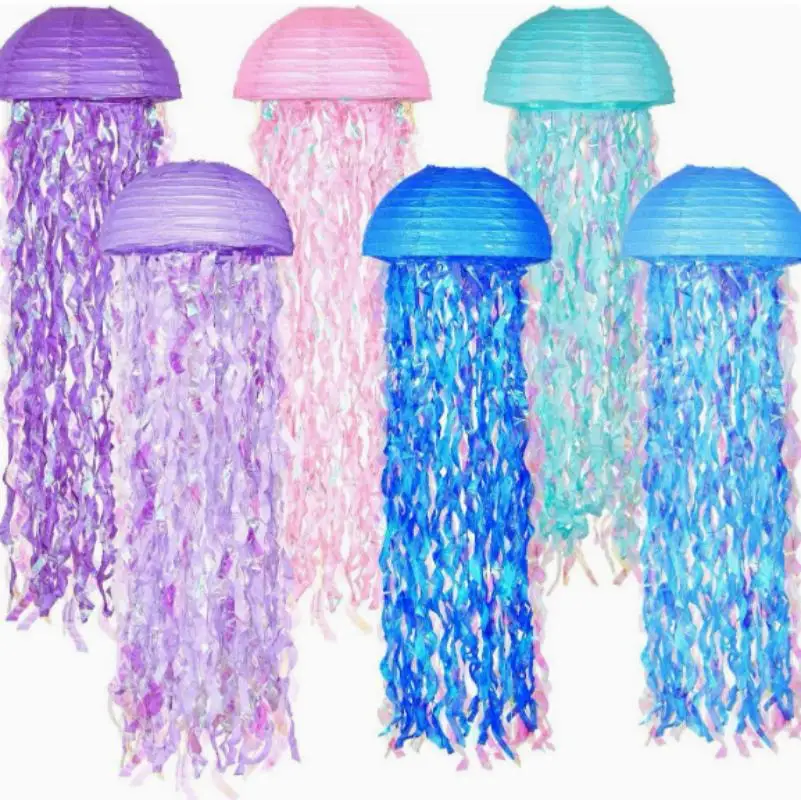 1/3/6pcs Colorful Jellyfish Hanging Lantern For Mermaid Theme Party Under The Sea Ocean Birthday Wedding Party Decorations