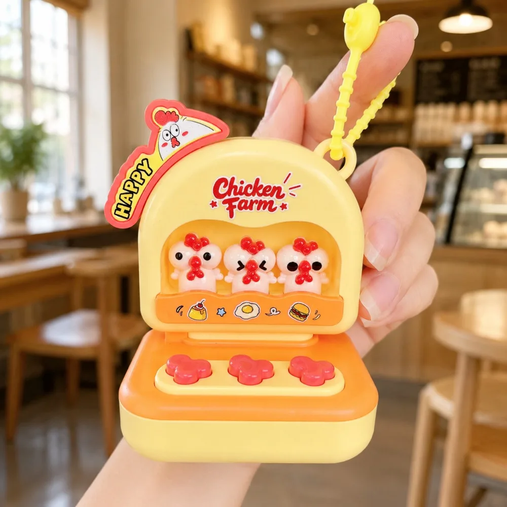 Cartoon Chick Fidget Game Console Key Chain Glowing Anti Anxiety Finger Button Arcade Key Chain Sounding Plastic Handbag Charms