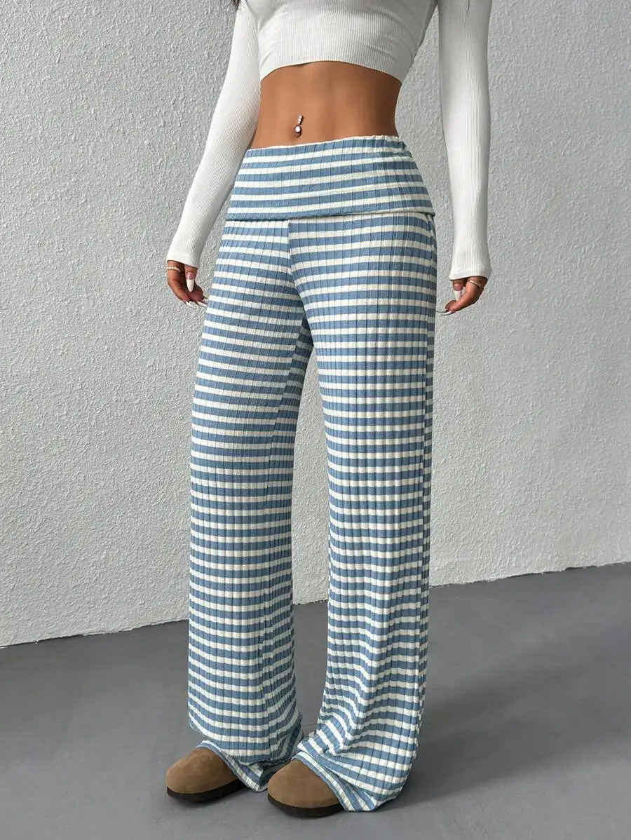 Casual Sexy Basic Solid Flare Pants Y2K Slim Stripes Pants Women 2025 Autumn Spring Fashion Streetwear Lady Versatile Trousers