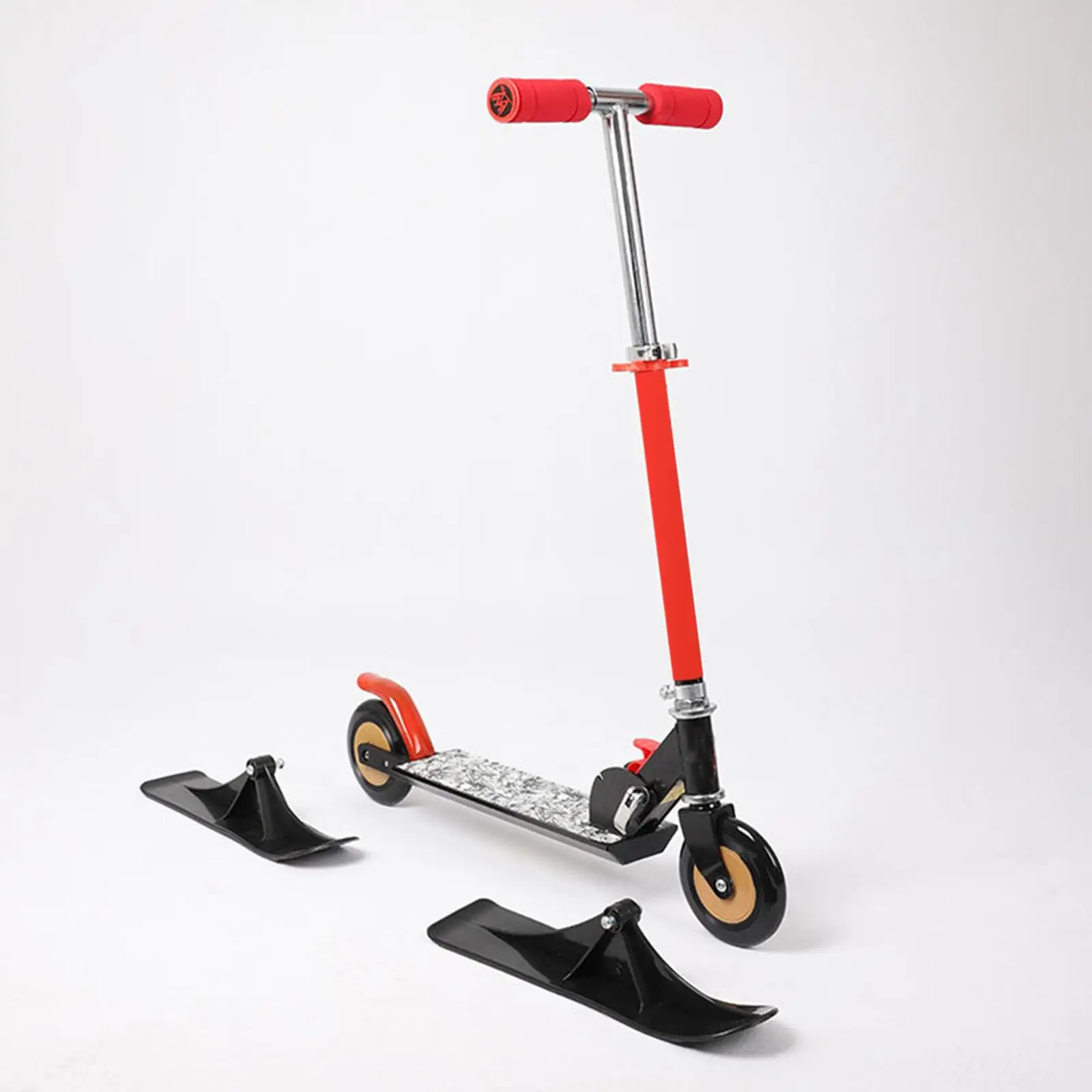 Snow Sleigh Scooter Attachment for Children Kick Scooter Ski Sled Conversion Board Plastic Black 38cm Winter Gift