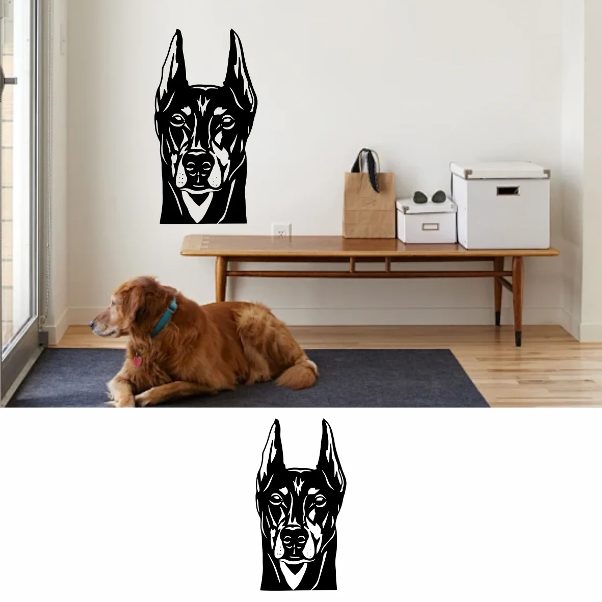 

Doberman Dog Vinyl Wall Decal, Pet Lover Home Decor, Removable Mural Art for Living Room, Bedroom & Pet Shop