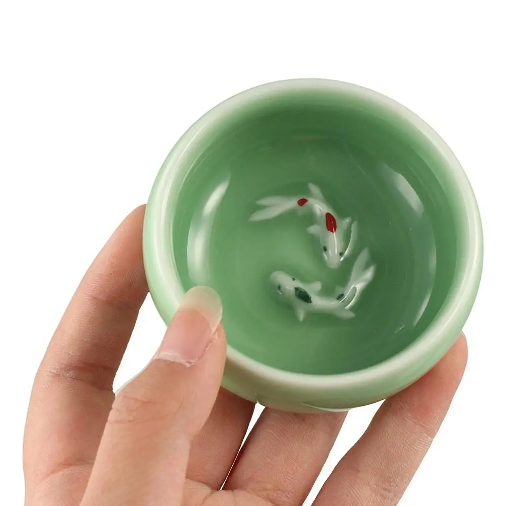 Crackle Golden Fish Celadon Porcelain Teacups Kungfu delicate Longquan Tea Cup Bowl serviceable 60ml Chinese tea cup Tea Making