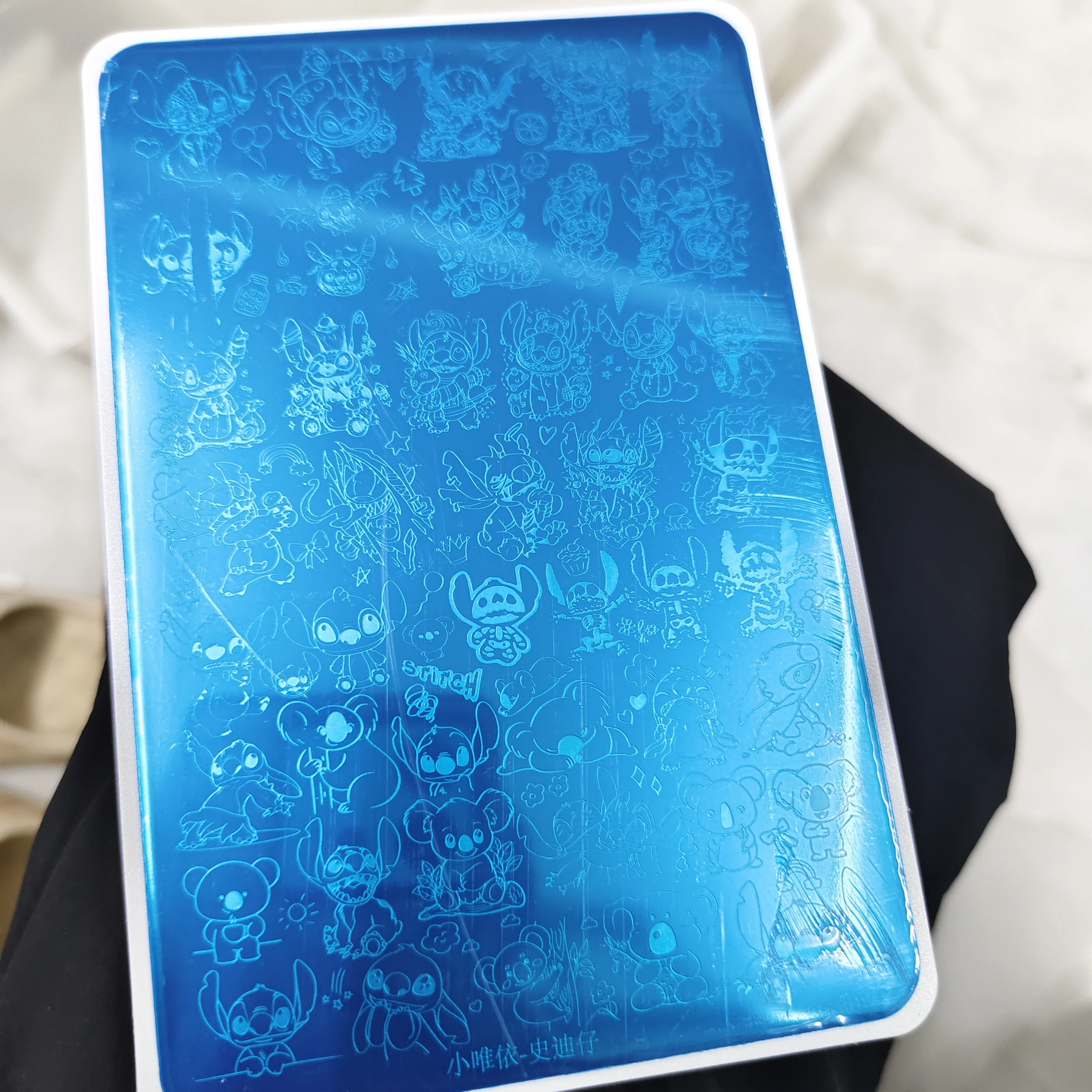 1pc Stitch Angelo Adesivi Piastra per timbri per unghie Cartoon Anime Personaggi Nail Art Stencil Lilo e Stitch Accessori per timbri per unghie *