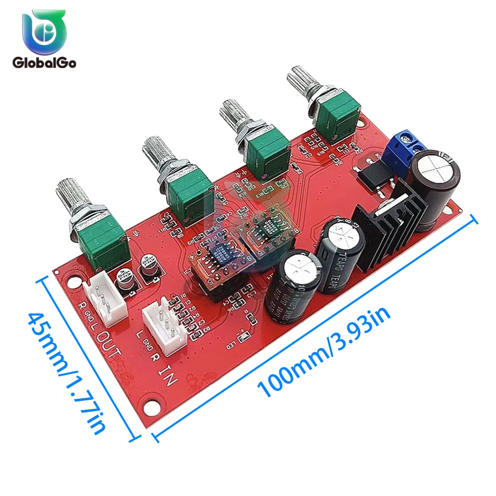 AD828 HIFI Stereo Preamp Amplifier Board Volume Tone Control Sound Adjustment Preamplifier Treble Balance Bass Board